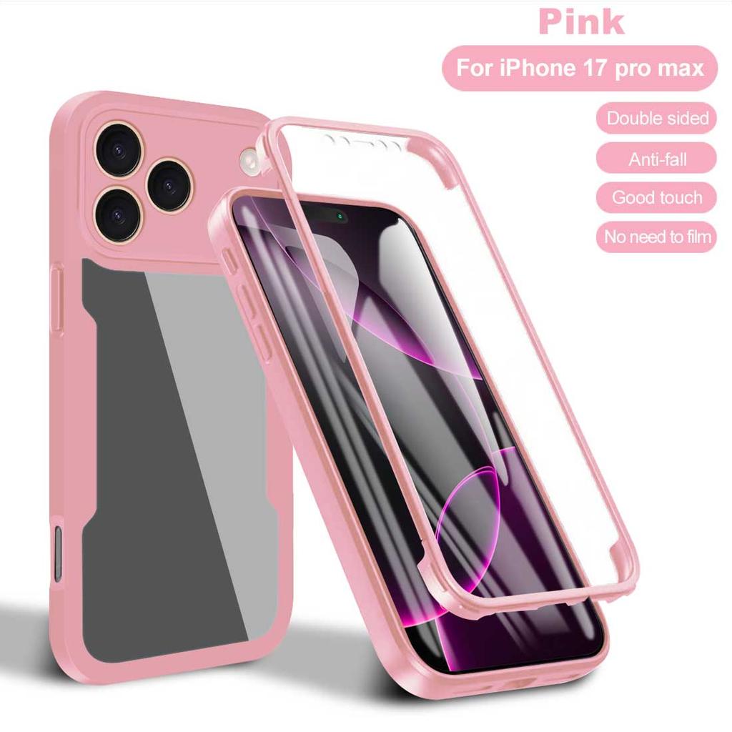 For iPhone 17 16 15 14 Pro Max Transparent Anti Shock Anti Fall 360 Fully Wrapped PhoneCase for iPhone 16 15 14 Plus 16E 17E Air