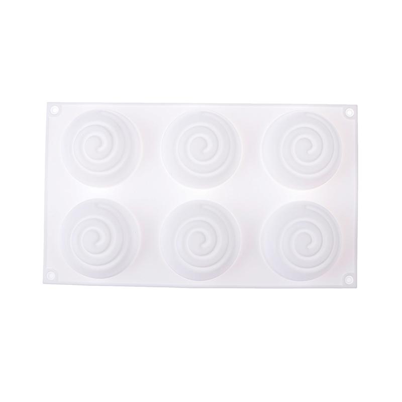 Soap Mould Round Whirlpool Silicone Rubber 6 Cavities Mousse Cake Baking Mold