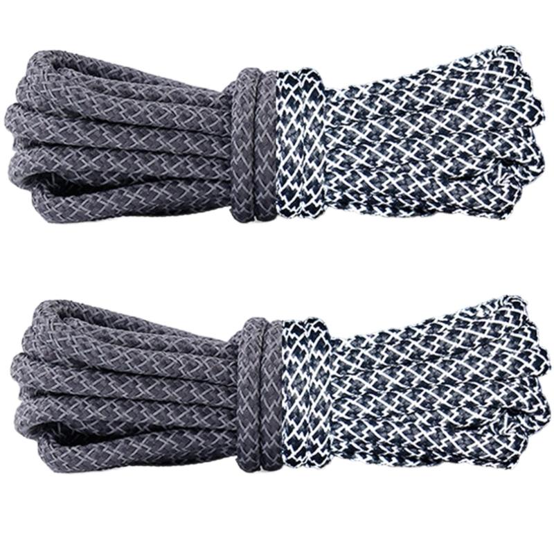 Reflective Polyester Shoelaces 120cm Long Anti Slip Woven Round Shoe Laces Replacement For Sneakers Casual Foowear