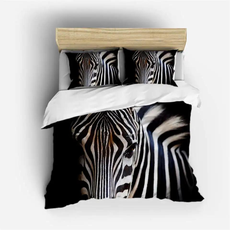3D Animal Bedding Set Quilt Cover Zebra Pattern Duvet Cover With Pillowcases Full Queen King Soft Comforter Cover Home Textile