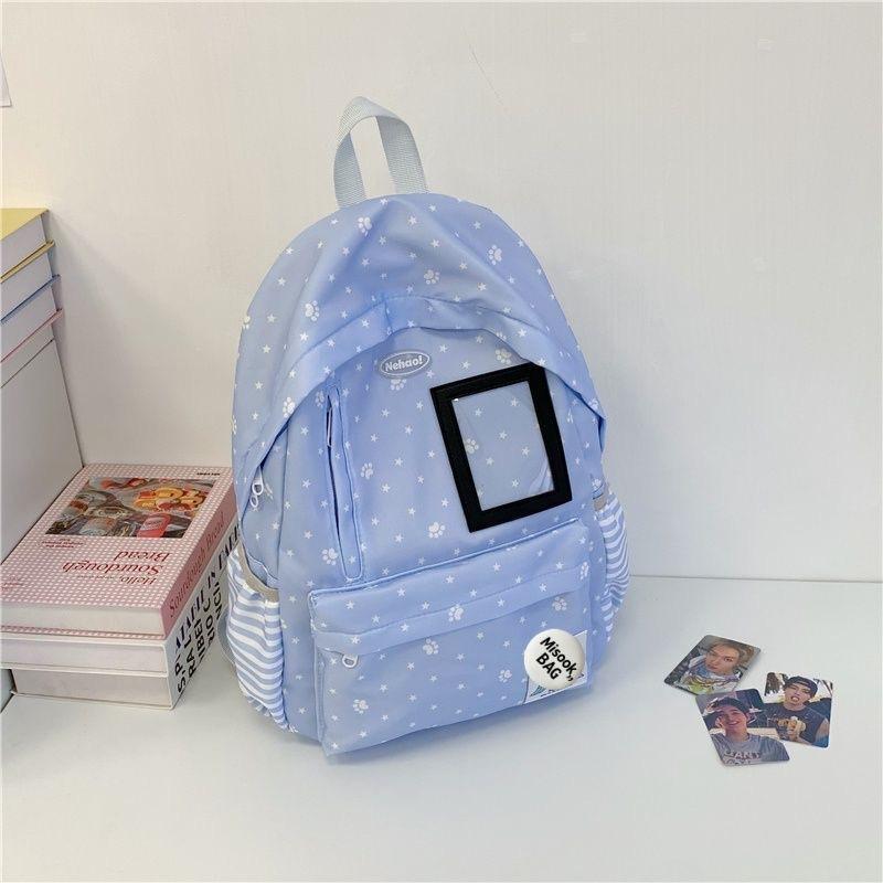 Schoolbag Korean Version Ins Fashion Polka Dot Backpack Women's Two-dimensional Transparent Bar Millet Pain Bag Large Capacity Student Schoolbag