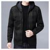Herren Herbst- und Winter Verdickte und Gefütterte Kapuzen-Plaidjacke Lässig Bequem Gutaussehend Strickwaren Oberbekleidung