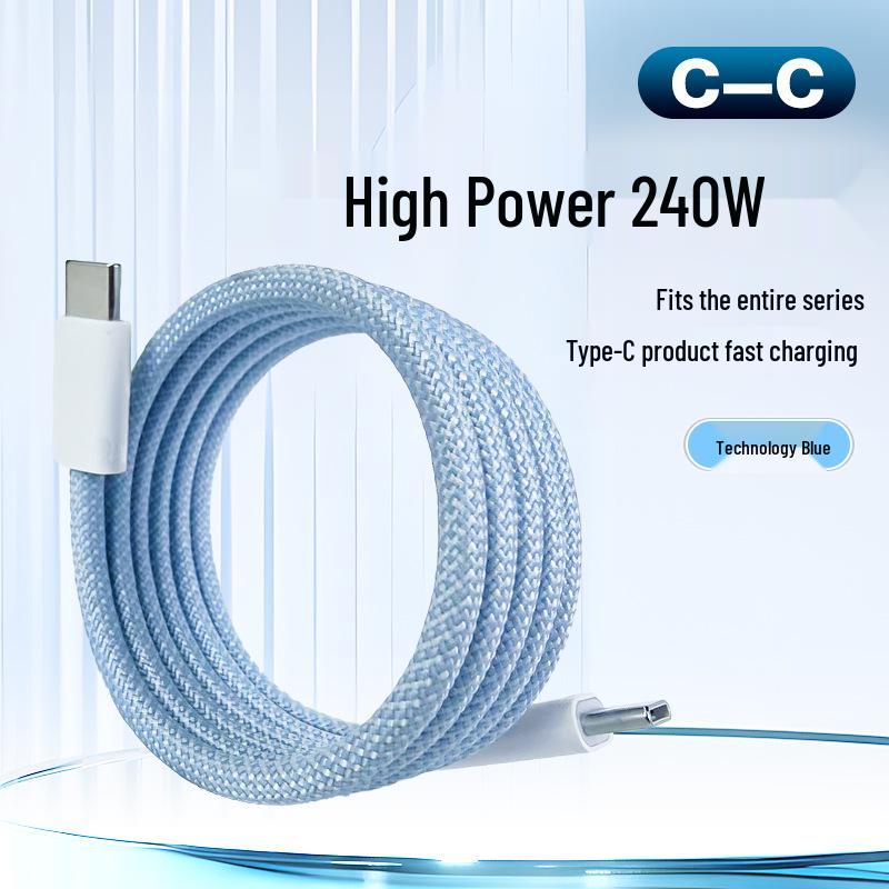 

Магнитный зарядный кабель 240 Вт с двумя разъемами Type-C для планшетов и совместимый с устройствами Apple и Android. 1m