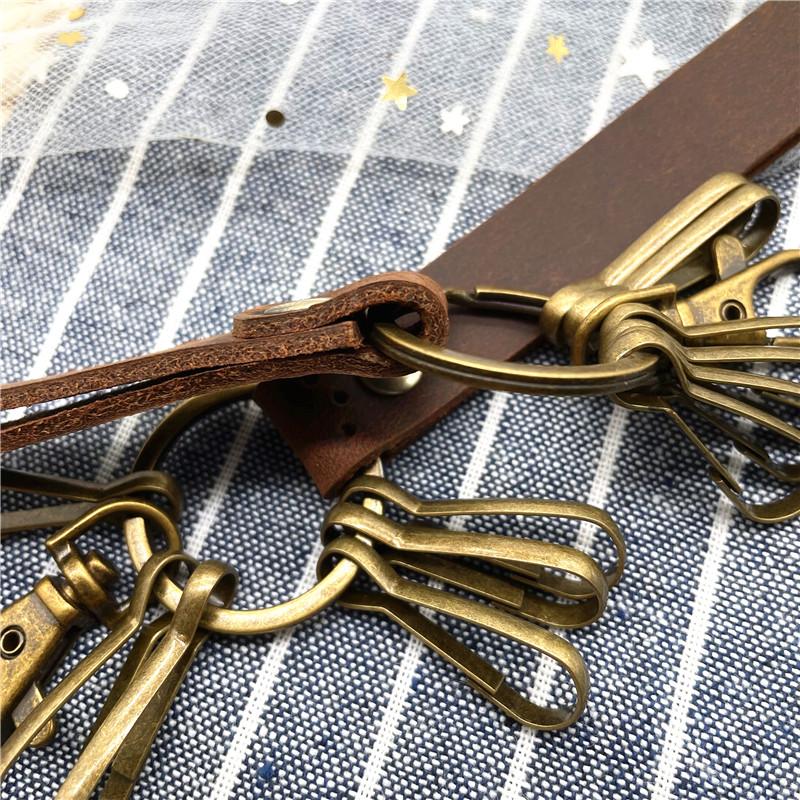 1 Pcs High Grade Man Women Leather Bronze Buckle Keyring Keychain Cowhide Vintage Creative Gift Phone Rope Lanyard