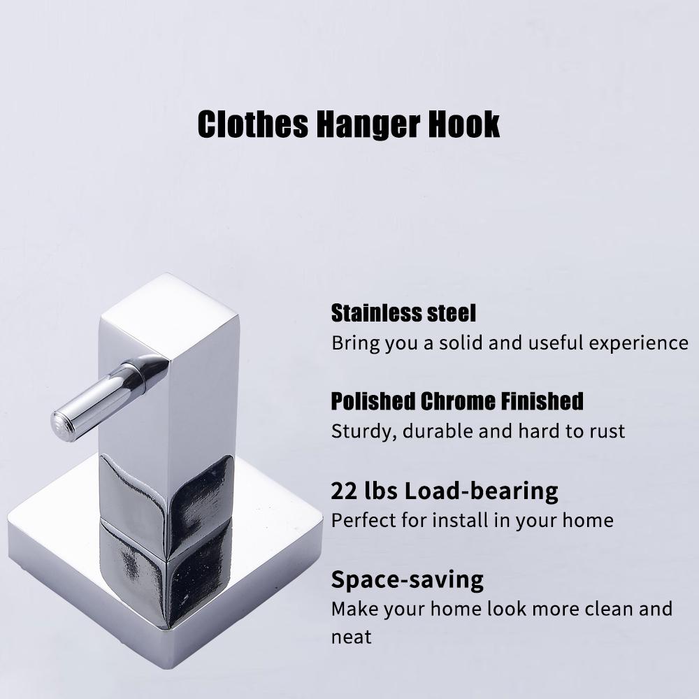 Double Hook Coat Towel Clothes Hanger Hook Heavy Duty Stainless Steel