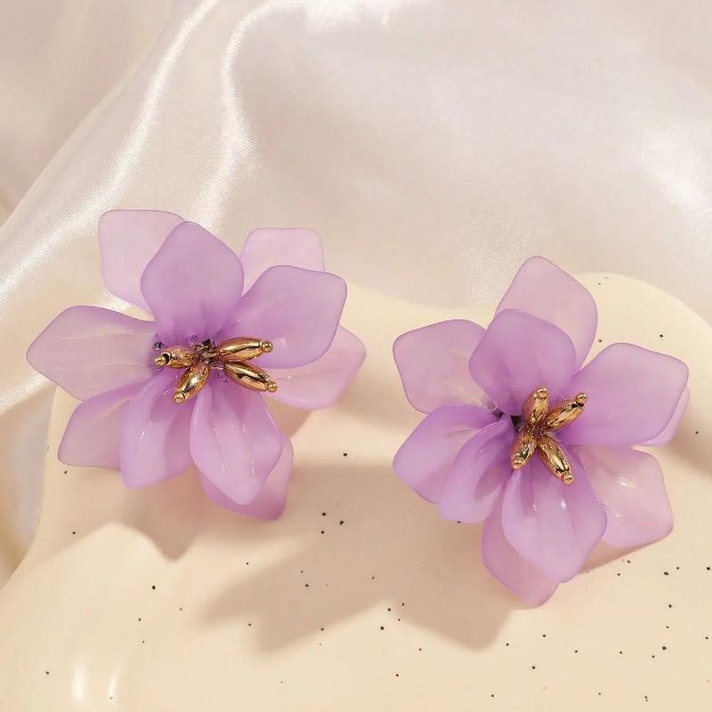 New Multi Color Acrylic Flower Stud Earrings for Women Korean Fashion Cute Super Fairy Temperament Earrings Jewelry Accessories