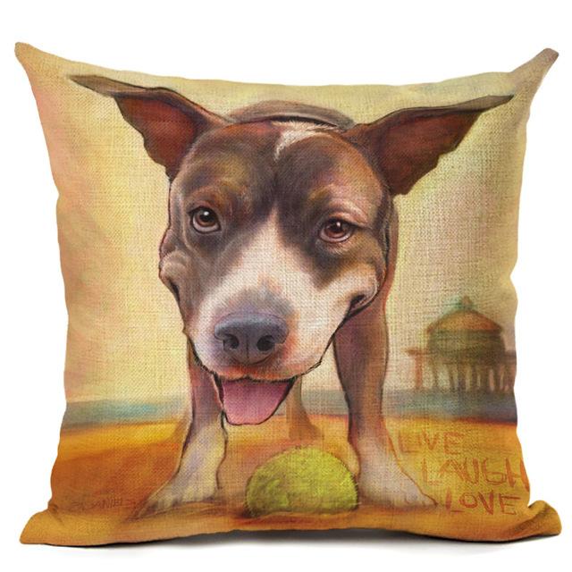 New Cartoon Cotton Linen Cute Dog Printing Pillow Case Home Decorative Pillowcase Cover