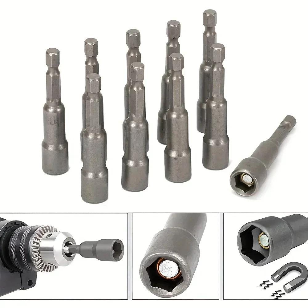 Jeu de douilles magnétiques et clés hexagonales ASDTODW 6-19 mm avec adaptateur de foret – Polyvalent et durable pour outils électriques