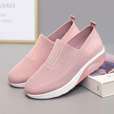 Damenschuhe Herbst neu fly-gewebtes Mesh Sockenmund dicksohlige Freizeitschuhe atmungsaktive und leichte Sportschuhe