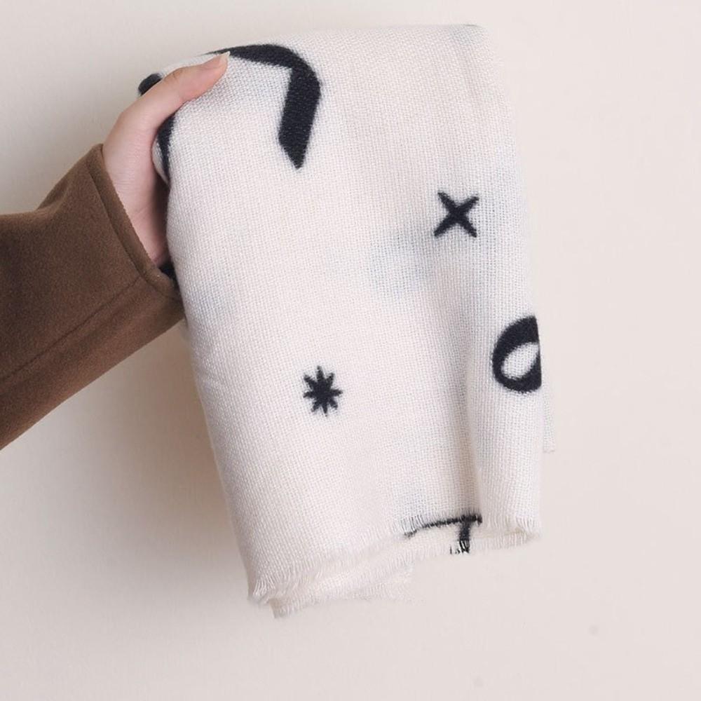 Printed Bow Wool Scarf Thicken Women Cashmere Shawl Temperament Winter Cashmere Scarves Female