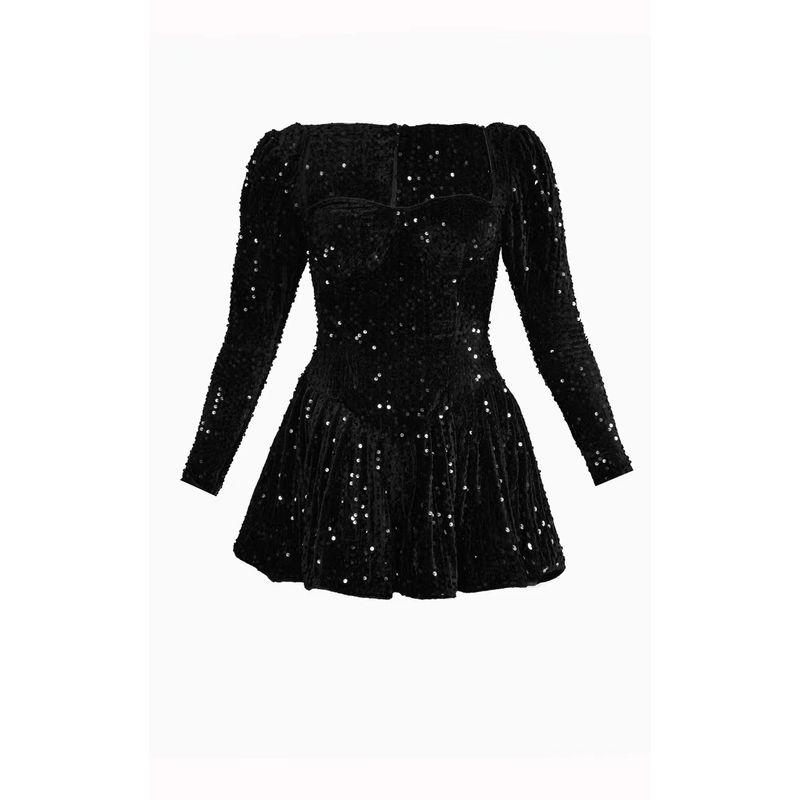 Christmas Sequins Long Sleeve Sexy New Year Formal Dress Christmas Sequins New Year's Dress