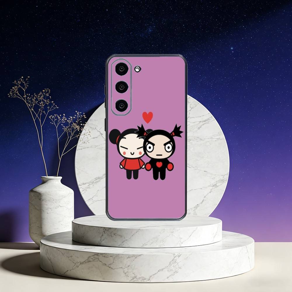 Pucca Cute Love Phone Case For Samsung Galaxy A73,A72,A71,A70,A53,A52,A51,Others Soft Black Cover