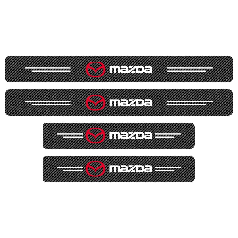 4Pcs Carbon Fiber Car Door Sill Protection Sticker Anti-scratch Refit Sticker For Mazda 2 3 4 5 6 7 8 9 323 626 Axela CX3 CX4 CX5 CX6 CX7 CX9 RX7 RX8