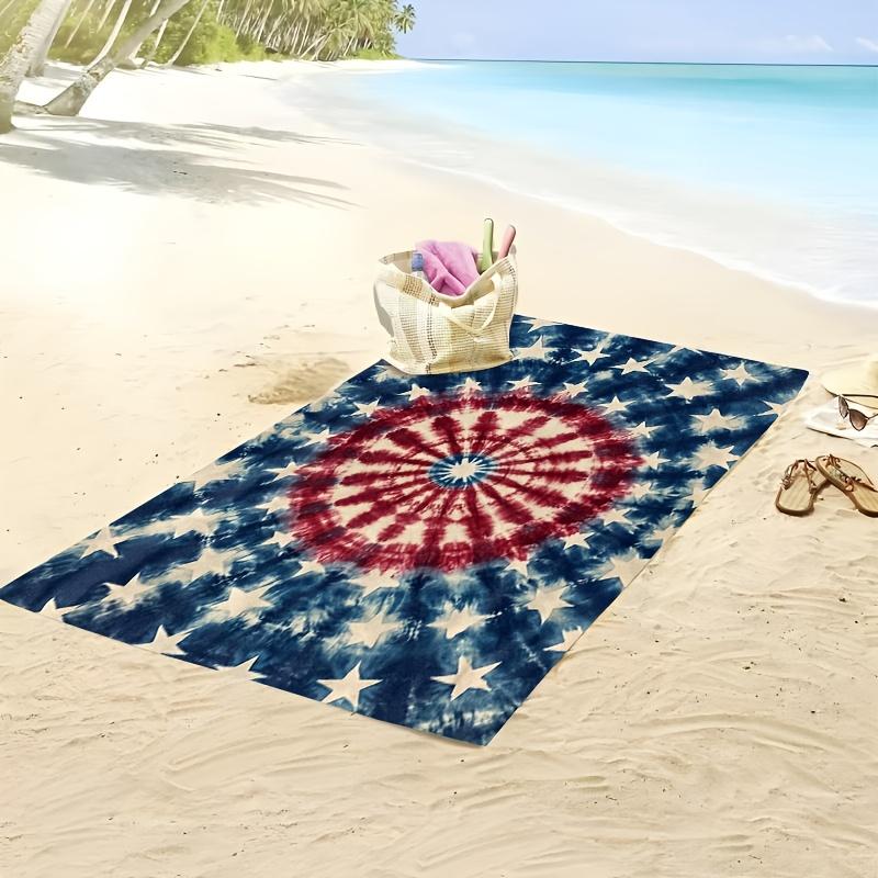 American Flag Tie Dye Beach Towel 1Pc 2D Flat Printed Microfiber Sandproof Waterproof 4th Of July Pool Bath Towel Picnic Mat