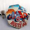 Route 66 Pin-Up Girl mit klassischem Regenschirm: Tragbarer Faltregenschirm mit robustem Eisengestell, 8 Rippen für alle Jahreszeiten, Zuhause, Reisen, Outdoor, Mu