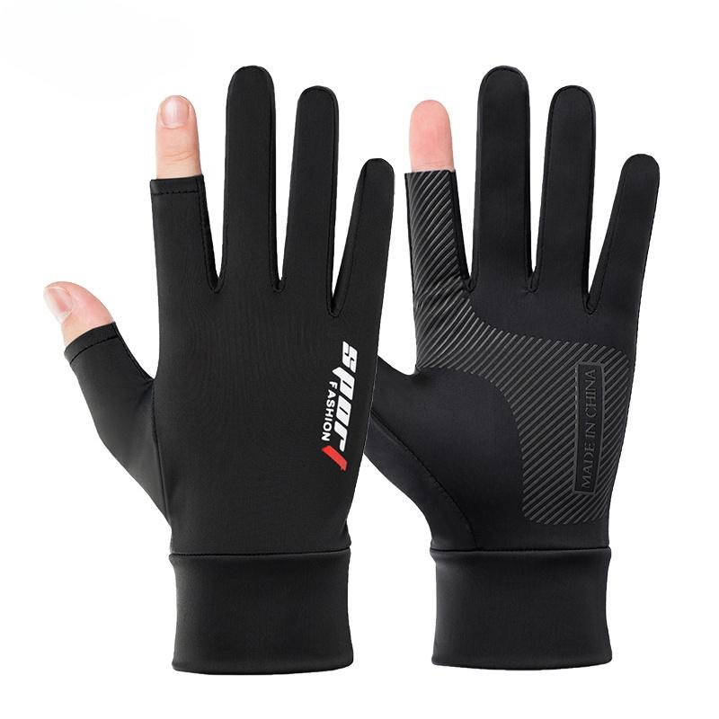 Cycling Fishing Gloves for Men Ice Silk Non-Slip Sun Protection Gloves Thin Anti-UV Outdoor Sports Motorcycle Gloves