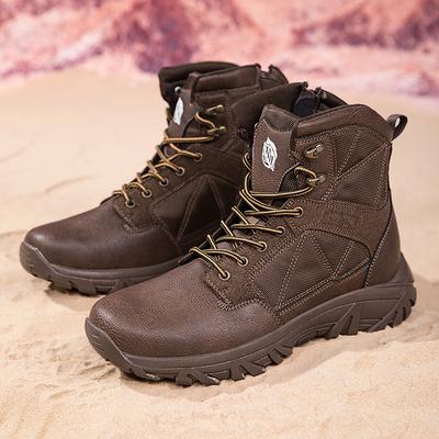 Herren Wanderschuhe Hoher Knöchel Rutschfest Schnürschuhe Offroad Stiefel Dicke Sohle Abriebfest Wüste Outdoor Trekkingschuhe für Herren