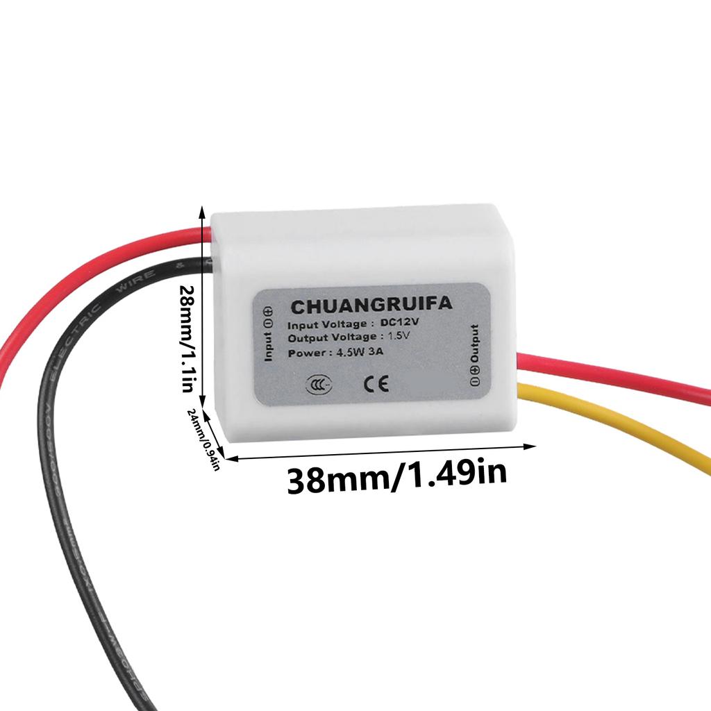 IP68 Vanntette Buck-omformere 12V til 1,5V 3A 4,5W Strømforsyningsomformermodul for Bil LED-skjerm Motor