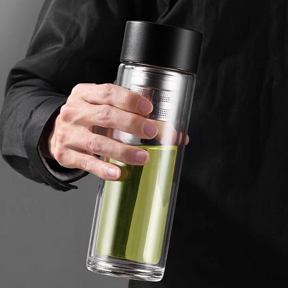 Sealed Glass Water Bottle Double Wall Magnetic Glass Tumbler Multiple Uses Glass Tea Cup Office