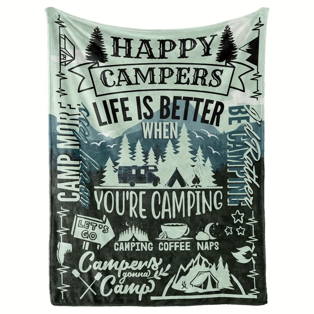 Camping Series Green Tree Printed Blanket Men'S And Women'S Four Seasons Available Soft Blanket Flannel Blanket