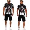 Summer Viking Tattoo Graphic 3D Print Men's T-Shirt/Suit Casual O Neck Short Sleeve Sportswear Tees&Shorts 2 Piece Set Tracksuit
