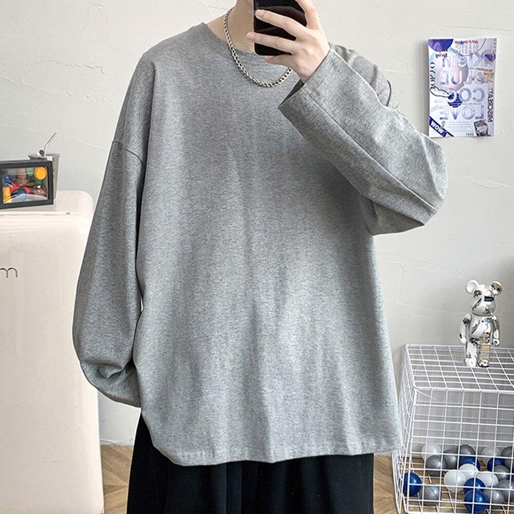 100% Katoen Merk Kwaliteit Heren T-shirt Effen Kleur Dress Up Man Lange mouwen Pure Kleur Dames t-shirt T-shirts Voor Mannen Tops
