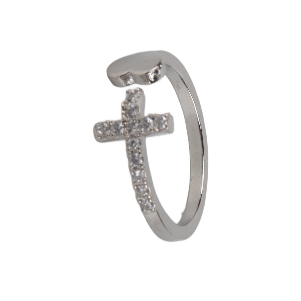 Cross Peach Heart Open Ring Fashionable Finger Ring Adjustable Open Rings Female Jewelry Gift