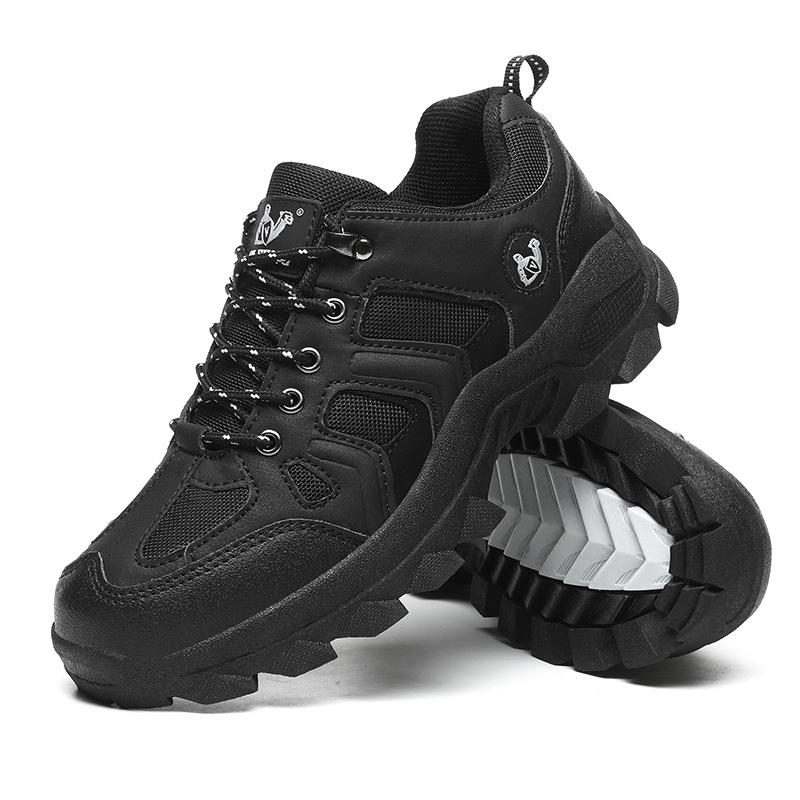 Spring and autumn sports shoes hiking shoes leather surface waterproof and non-slip velvet warm shoes outdoor travel shoes