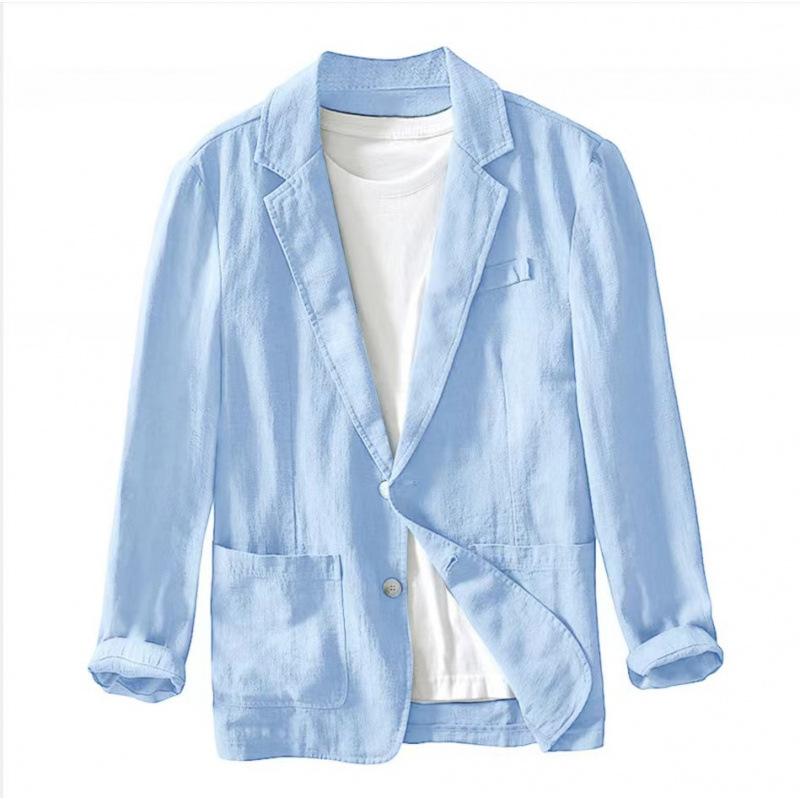 

Четыре сезона Белый черный синий Дорожное качество Мужской повседневный костюм Осень Хлопок Лен Свободный Однотонный Тонкий Обычный Повседневный Костюм Пиджак XL