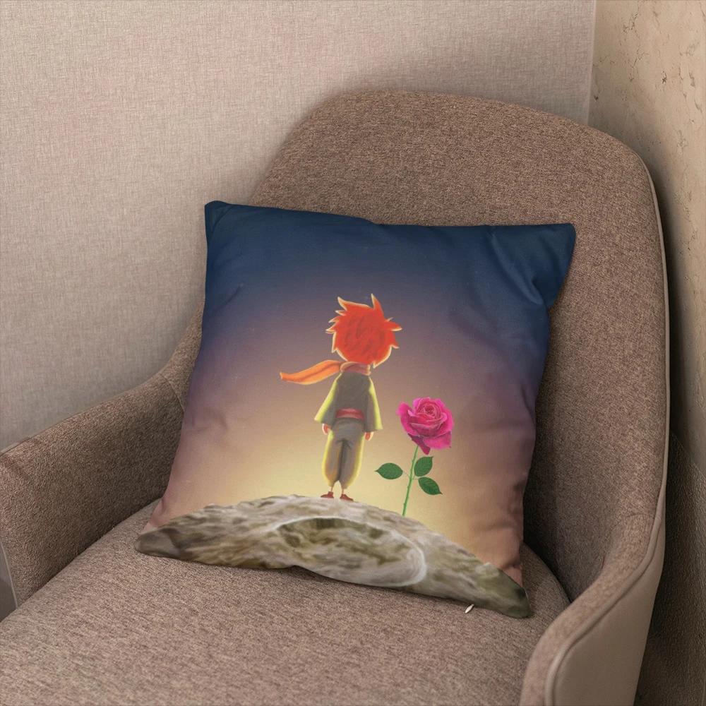 45x45cm Short Plush Little Prince Print Cartoon Pillowcase Bedroom Sofa Chair Car Waist Pillow Cover Home Party Cushion Cover