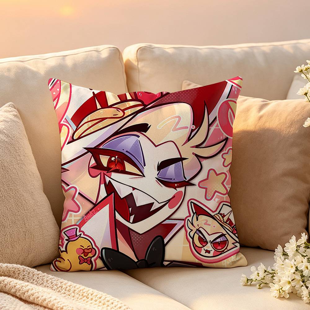 Animation Hazbin Hotel Llucifer Pillow Case Pattern Printed Pillowcase For Living Room Sofa Cushion Cover