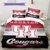 Houston Cougars Muster Bettwäsche Set Bettbezug Kissenbezug Heimdeko Geschenk (1 Bettbezug + 2 Kissenbezüge, ohne Füllung)