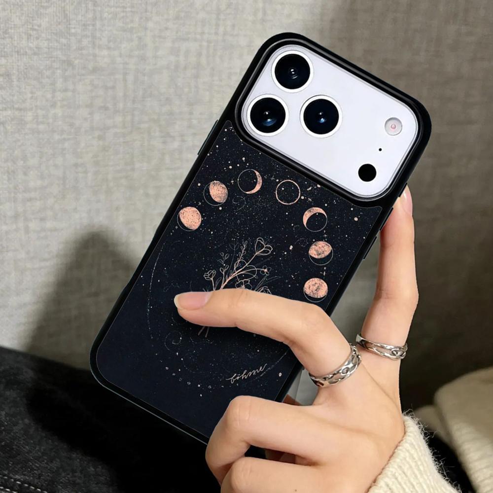 Capa Case for iPhone 17 Air 16 Pro Max 15 Plus 11 13 Mini 14 12 Back Phone Cover Occult Witchcraft Moon Gothic Witch Print