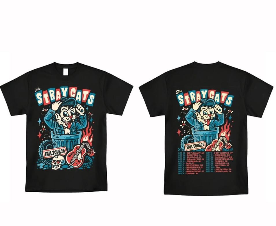 The Stray Cats 2026 Tour Two Sided Unisex Full Size S-5XL T-Shirt S