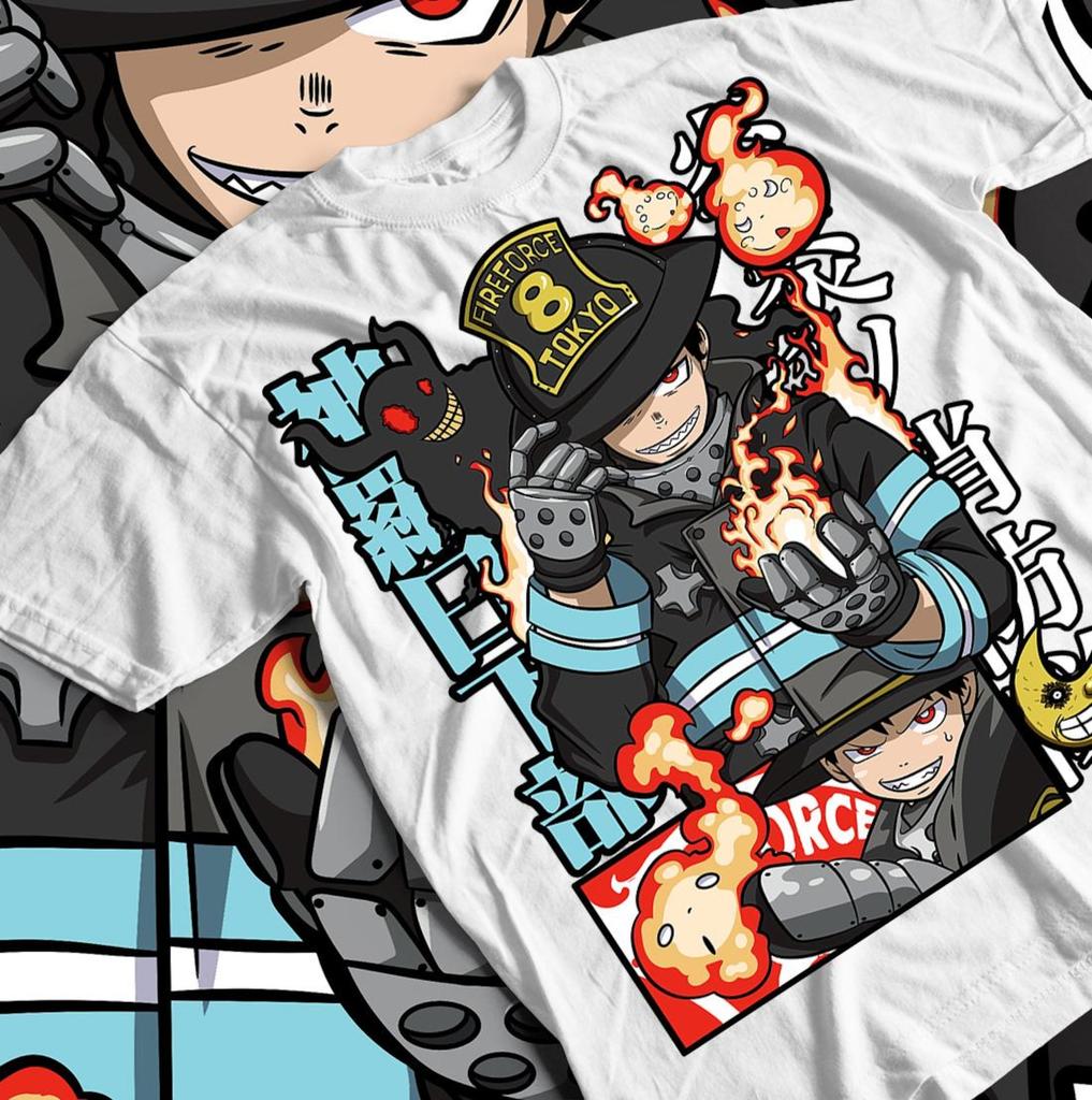 Fire Force Benimaru Shinmon Shinra Kusakabe Enen no Shouboutai Unisex T-Shirt - Anime Manga Tee, Japanisches Animationshemd, Cosplay Kostüm