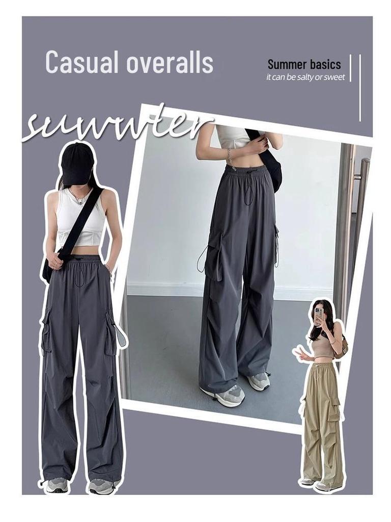 Dámské Petite Černé Rychleschnoucí Kalhoty s Rovnými Nohy a Širokými Nohy pro Volný Čas a Sporty v Létě 2024