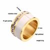 Luxury Black White Resin Ceramic Rings Female  Love Promise Rings Engagement Wedding Bridal Stainless Steel Rings