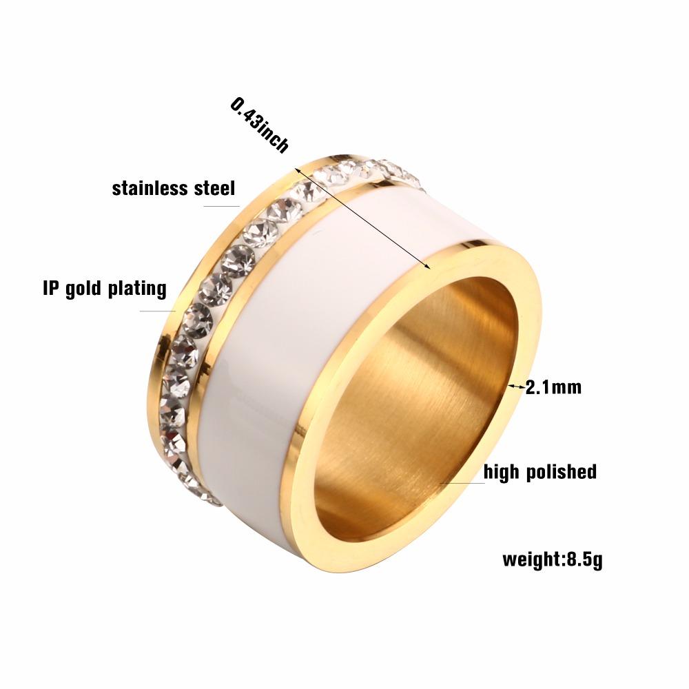 Luxury Black White Resin Ceramic Rings Female  Love Promise Rings Engagement Wedding Bridal Stainless Steel Rings