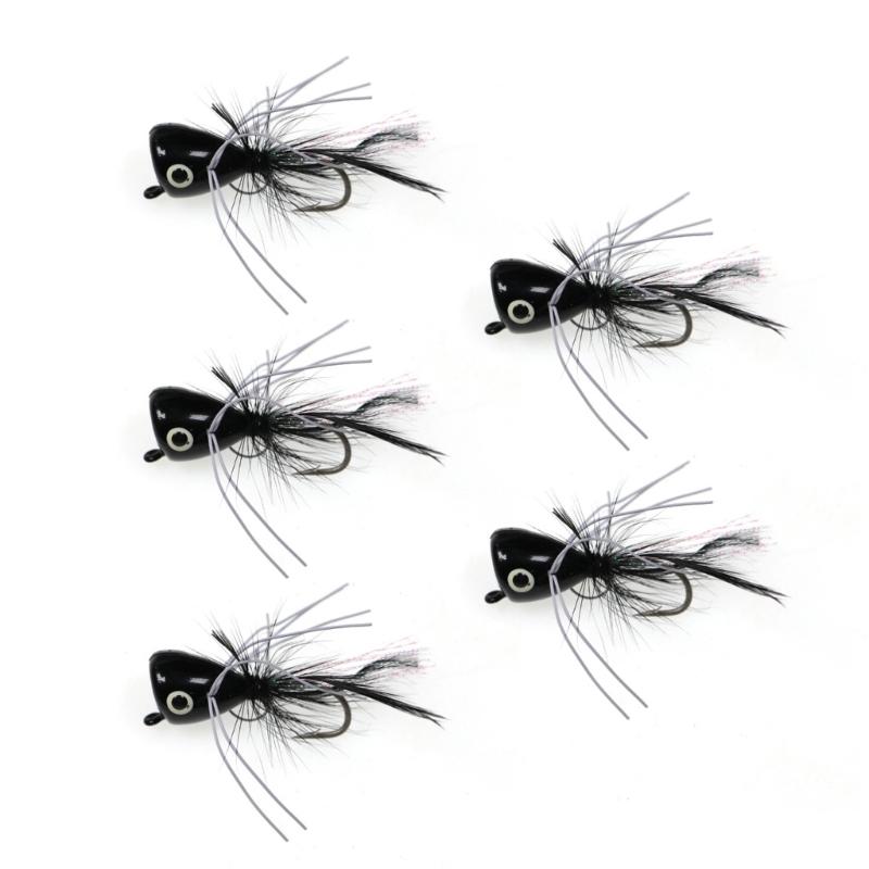 5pcs Fly Popper Lures Fly Fishing Popper for Trout Salmon Topwater Fishing Lures with Hook Popper Artificial Baits