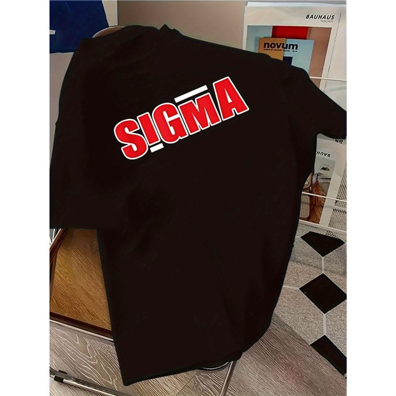 Европейские размеры Детская футболка с коротким рукавом с большими красными заглавными буквами  SIGMA  Имеет простой и стильный дизайн Фон деревянного стола 98cm