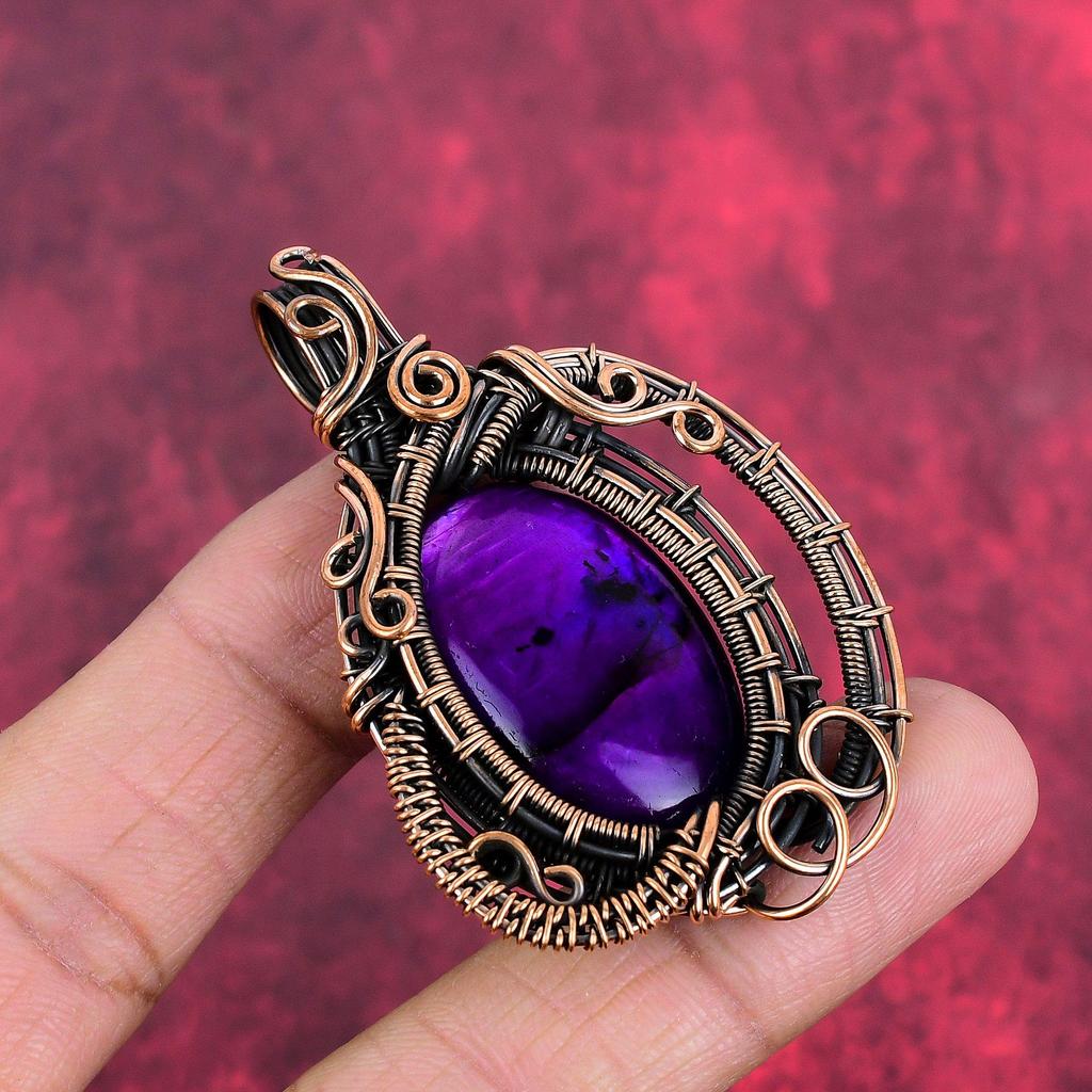 Purple fire labradorite pendant copper wire wrapped pendant handmade boho pendant copper jewelry engagement gifts wire wrap gemstone jewelry