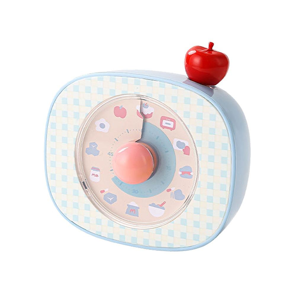 

Portable Cartoon Apple Visual Magnetic Timer Dopamine Rotation Timing Countdown Reminder Kitchen Cooking Timer for Cooking синій