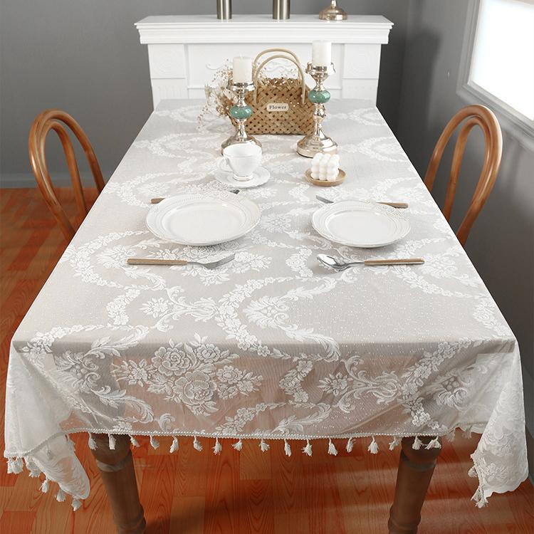 Small Fringed Lace Tablecloth Household Rectangular Dining Table Mat Coffee Table Decorative Tablecloth