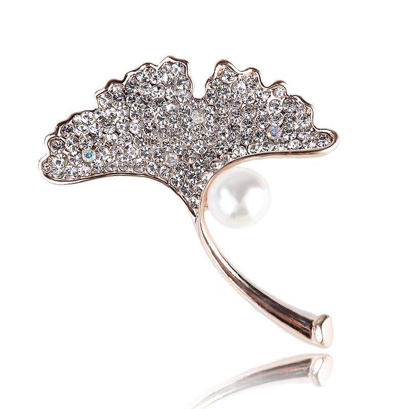 

Pearl Ginkgo Leaves Rhinestone Brooch Lapel Designer Brooch Pin Mini Bobby Pins Perfect Gift for Couples Western Accessories