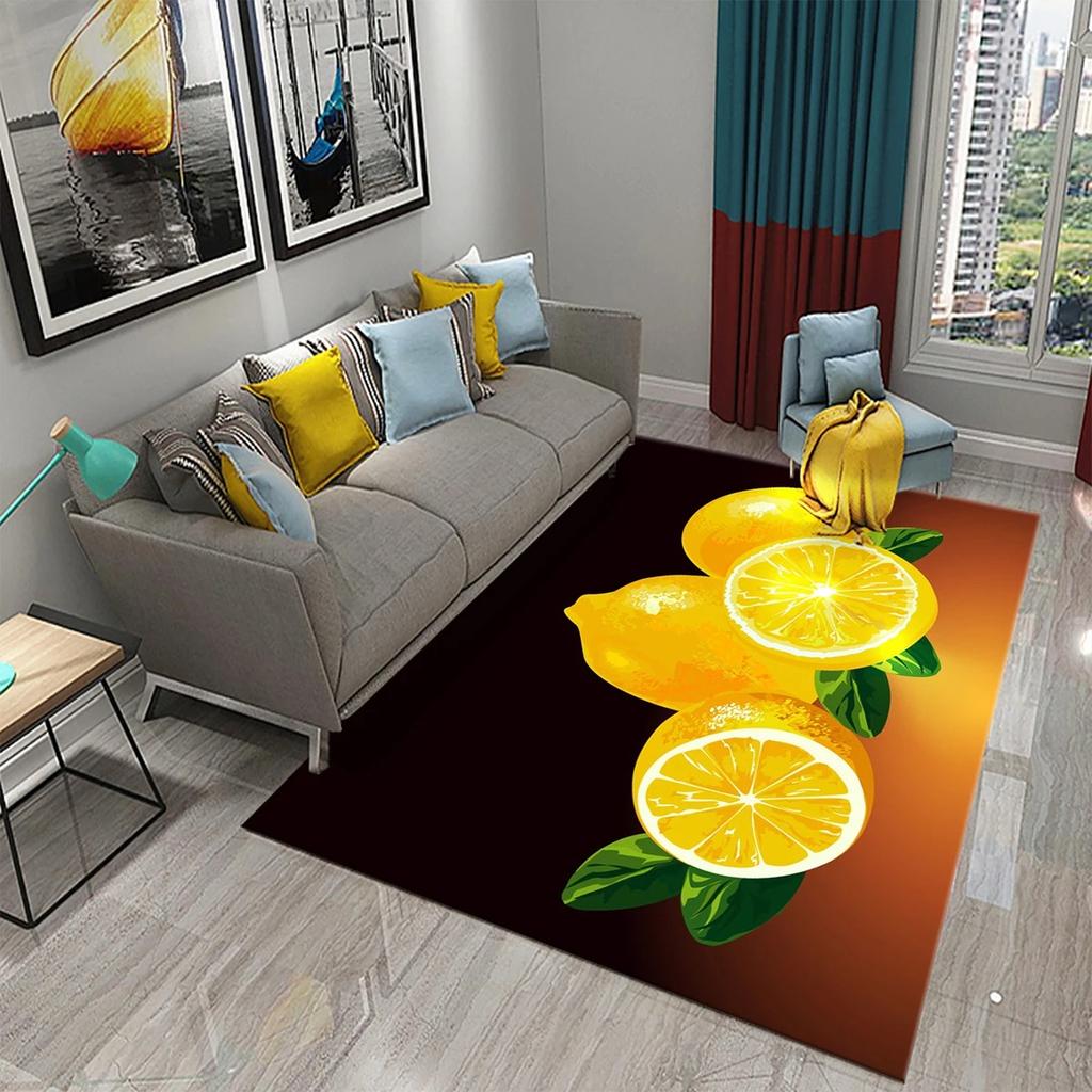 Yellow And Green Lemon Carpet Fresh Fruit Pattern Doormat Bathroom Kitchen Non-Slip Carpet Bedroom Living Room Decor