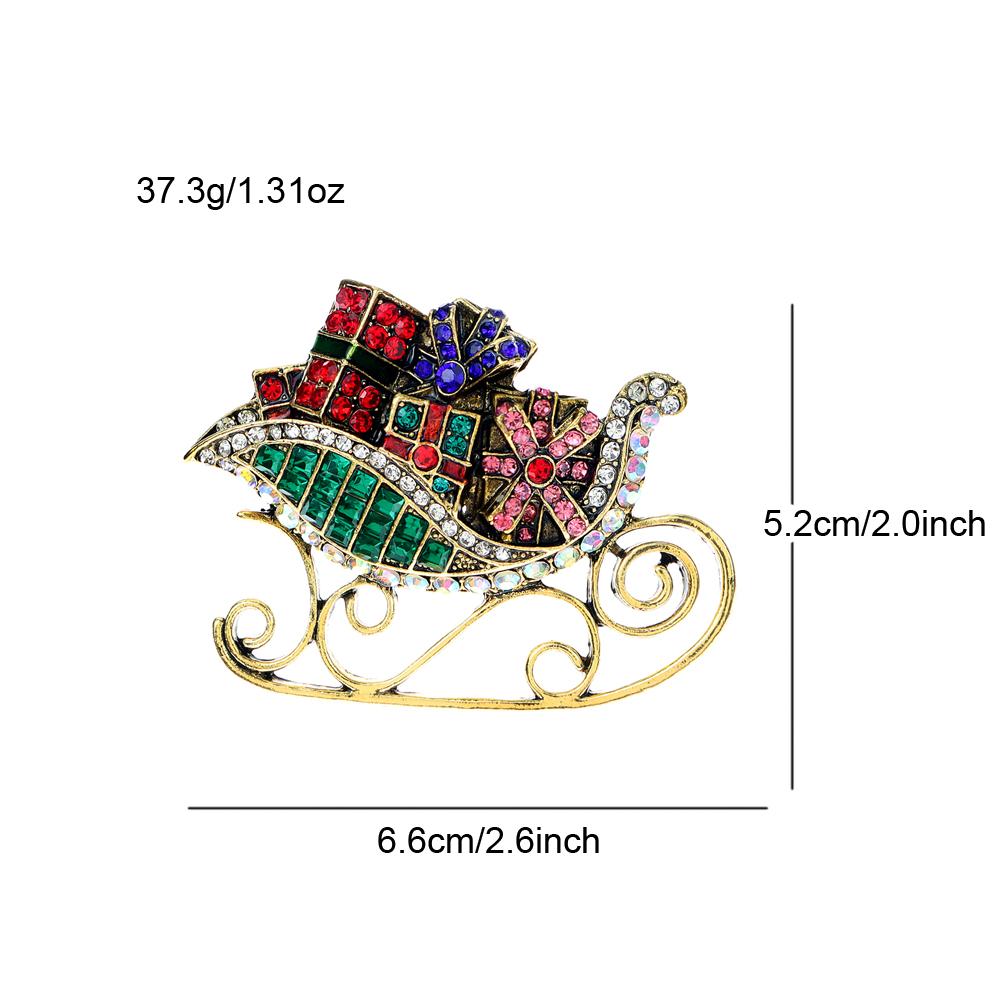 Rhinestone Large Sled And Christmas Gift Brooch Luxury Fashion Party Decoration Pin New Design 2023