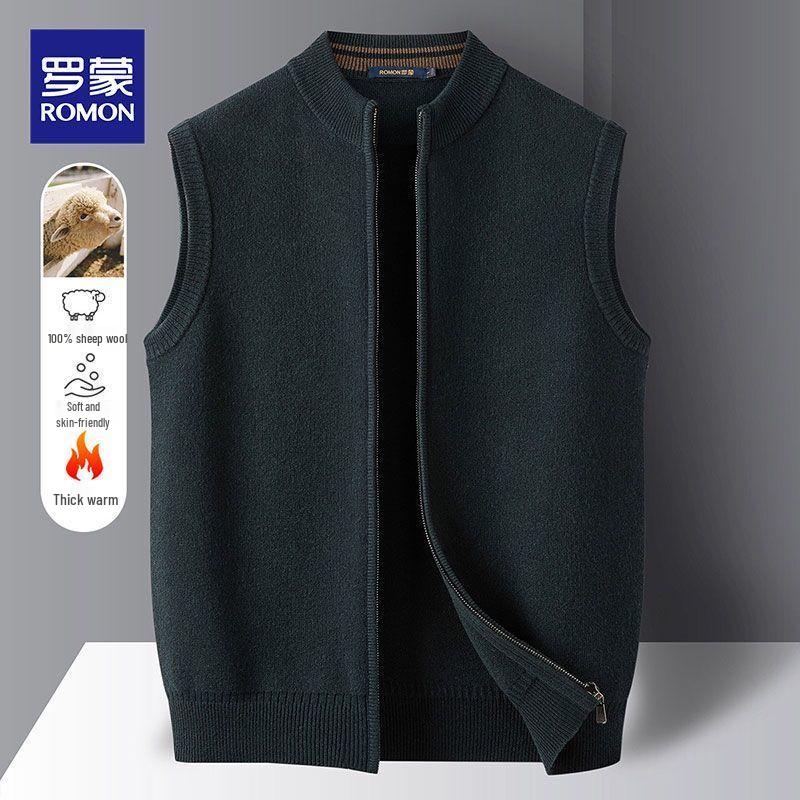

Romon Men s 100% Merino Wool Full-Zip Stand Collar Sweater Vest 3XL
