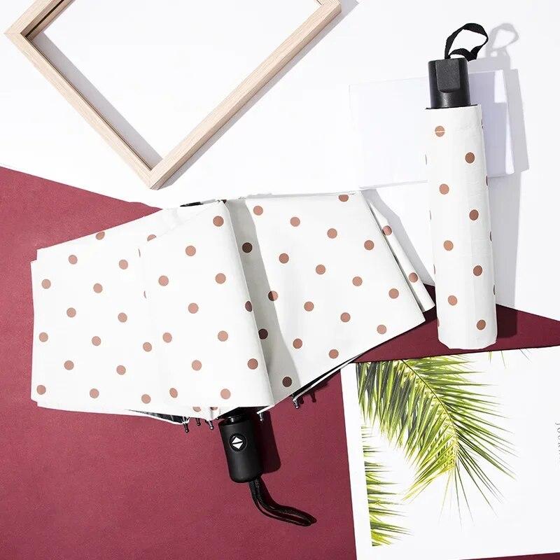 Korean Style Black White Checkered Umbrella Sunshade Umbrella Anti Uv Foldable Fresh Clean