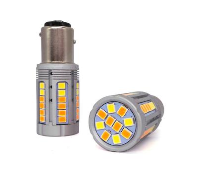 2 Stück P21/5W LED BAY15D Birne 12-24V 21/5W weiß-orange fehlerfrei Off-Road