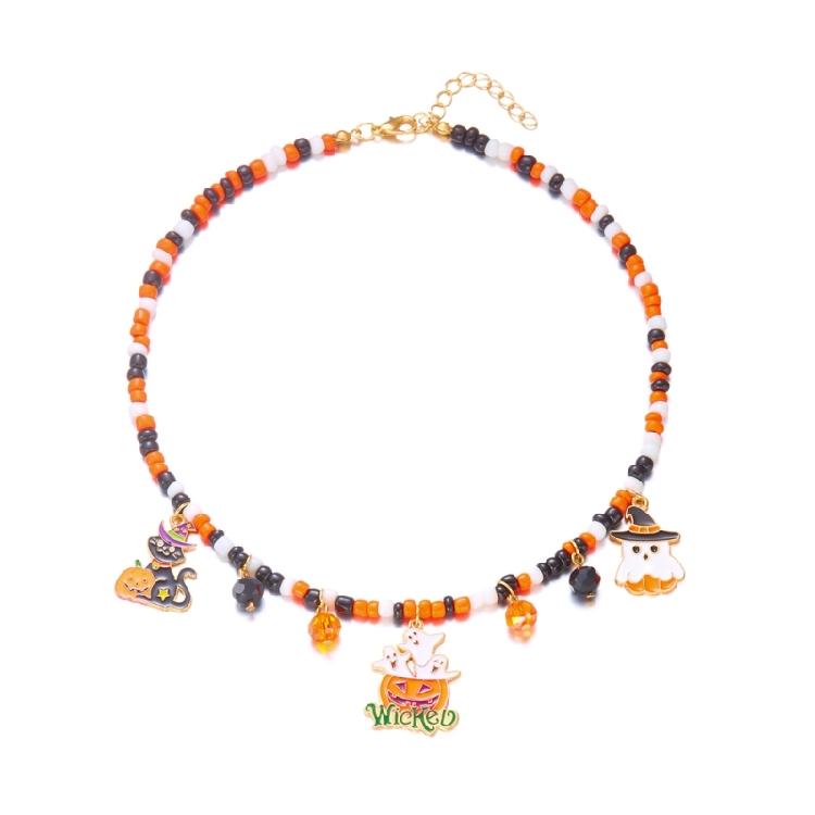 Halloweens Party Necklace With Spiders Pendant Alloy Chain Costume Jewelry for Women Girls and Boys